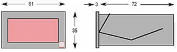 dpm-524-mechanische Abmessungen Ansicht des Rahmens der Einbauhalterung